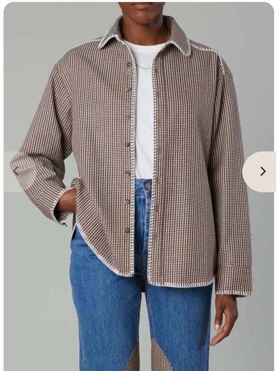 Still Here Tops - Still here Checked Button-Up Shirt Jacket in plaid wool Brown and Cream